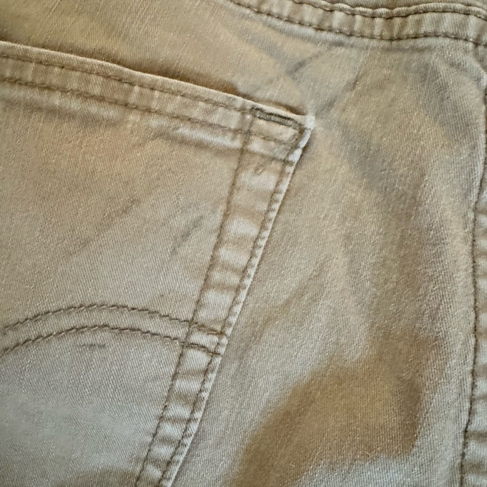 Levi's 505 Khaki Denim Jeans Distressed - Picture 9 of 10